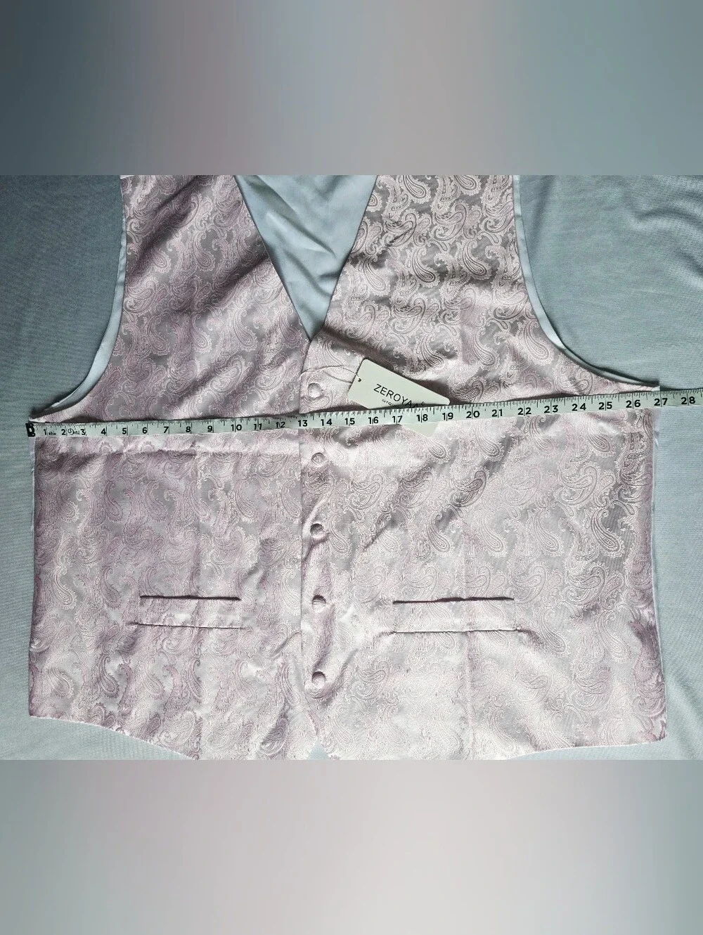 Elegant Men's Light Pink Paisley Brocade Waistcoat Vest Size XXL